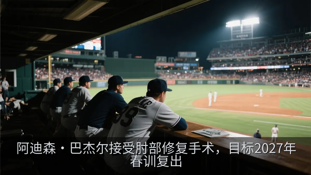 职业棒球队员在休息区关注比赛